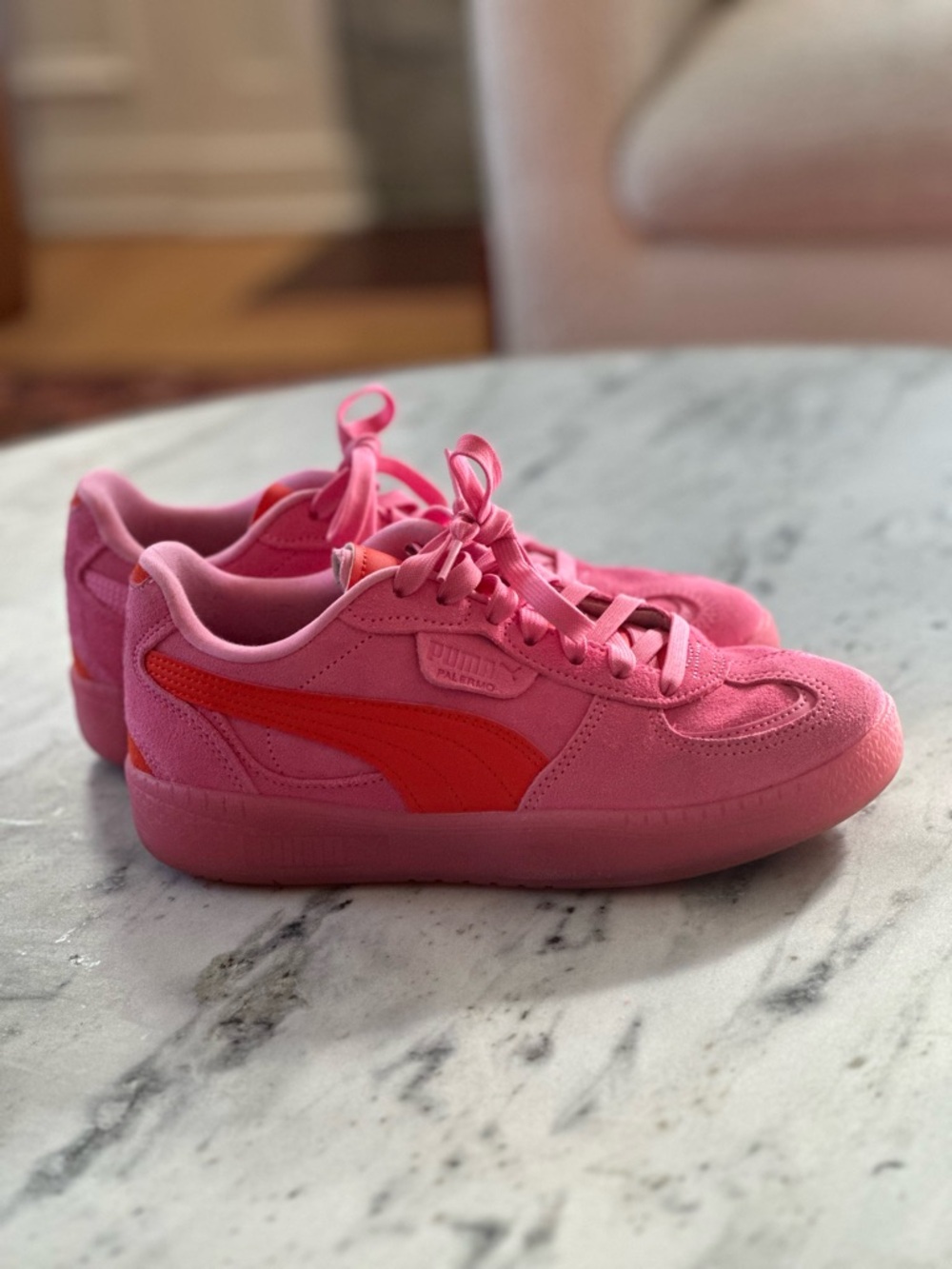 Puma Palermo Pink Low-Top Sneakers with Red Detail - 8.5